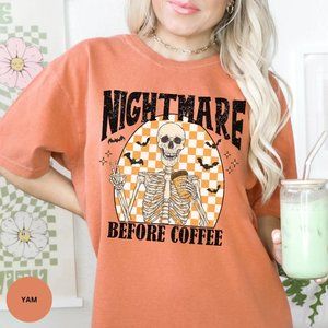 Nightmare Before Coffee Halloween Shirt, Skeleton Halloween Fall Shirt